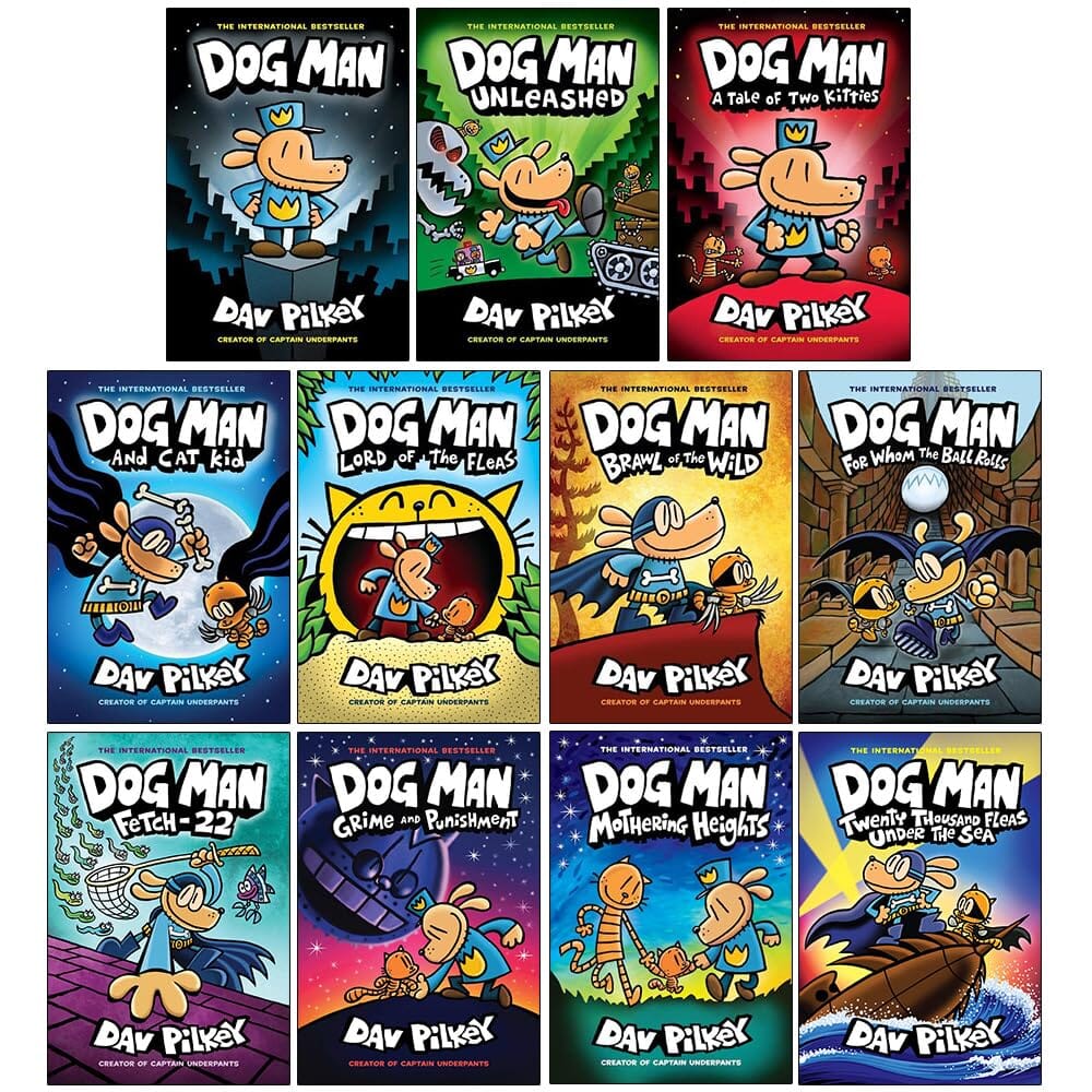 Dog Man 1-11: The Supa Buddies Mega Collection by Dav Pilkey 11 Books Box Set - Ages 6-12 - Hardback 7-9 Scholastic