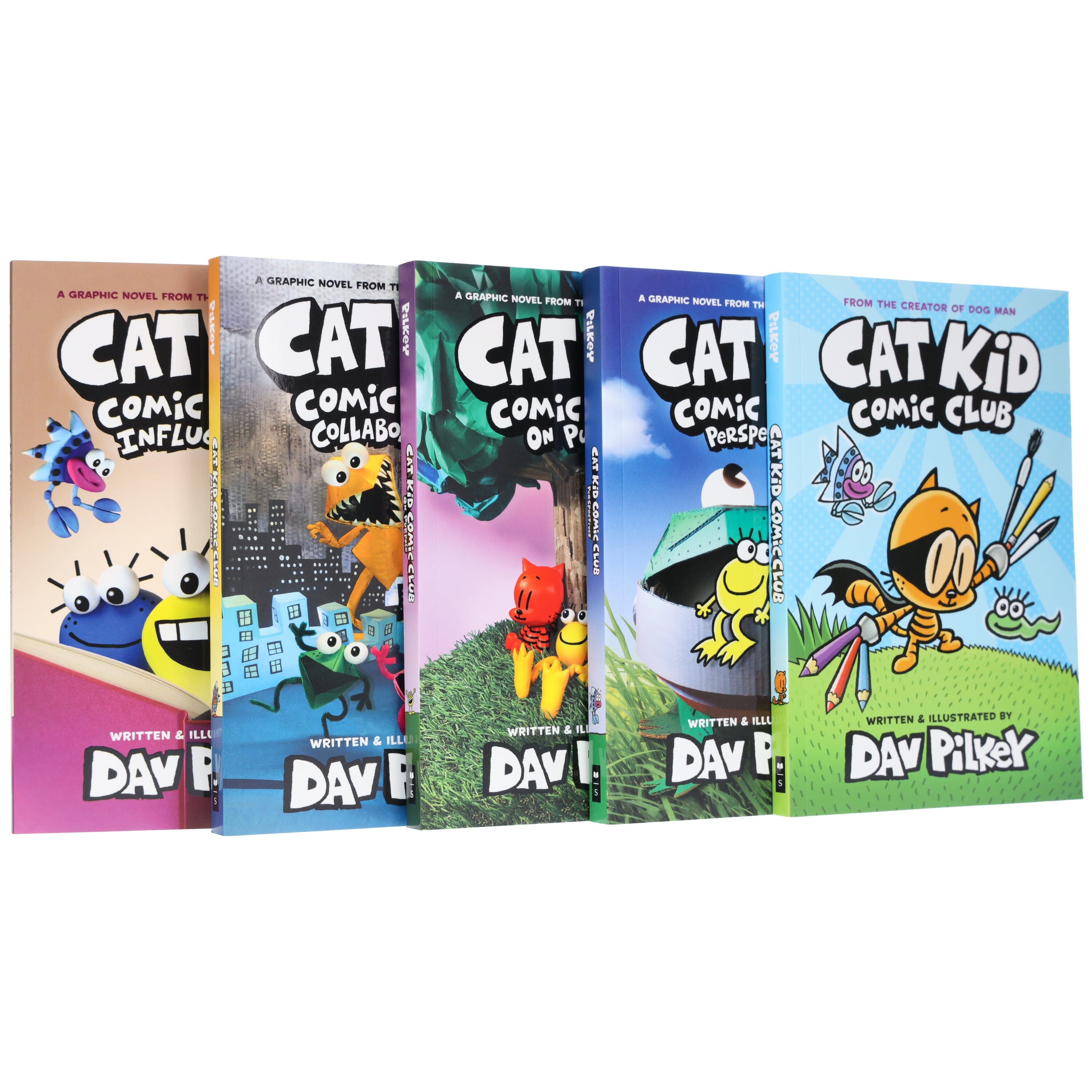 Cat Kid Comic Club By Dav Pilkey: illustrated 5 Books Collection Set - Ages 6-12 - Paperback Graphic Novels Scholastic