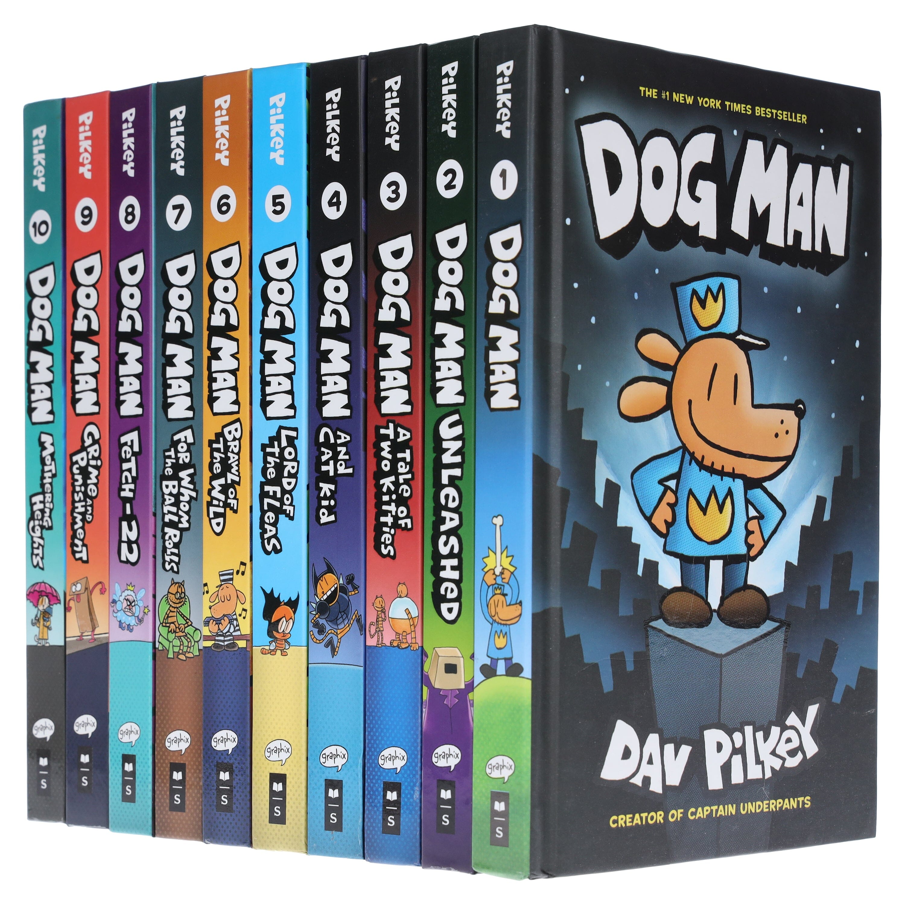 Dog Man 10 巻セット Dav Pilkey英語絵本　漫画　ハードカバー Dog Man by Dav Pilkey: Books 1-10 – Accessible Shop