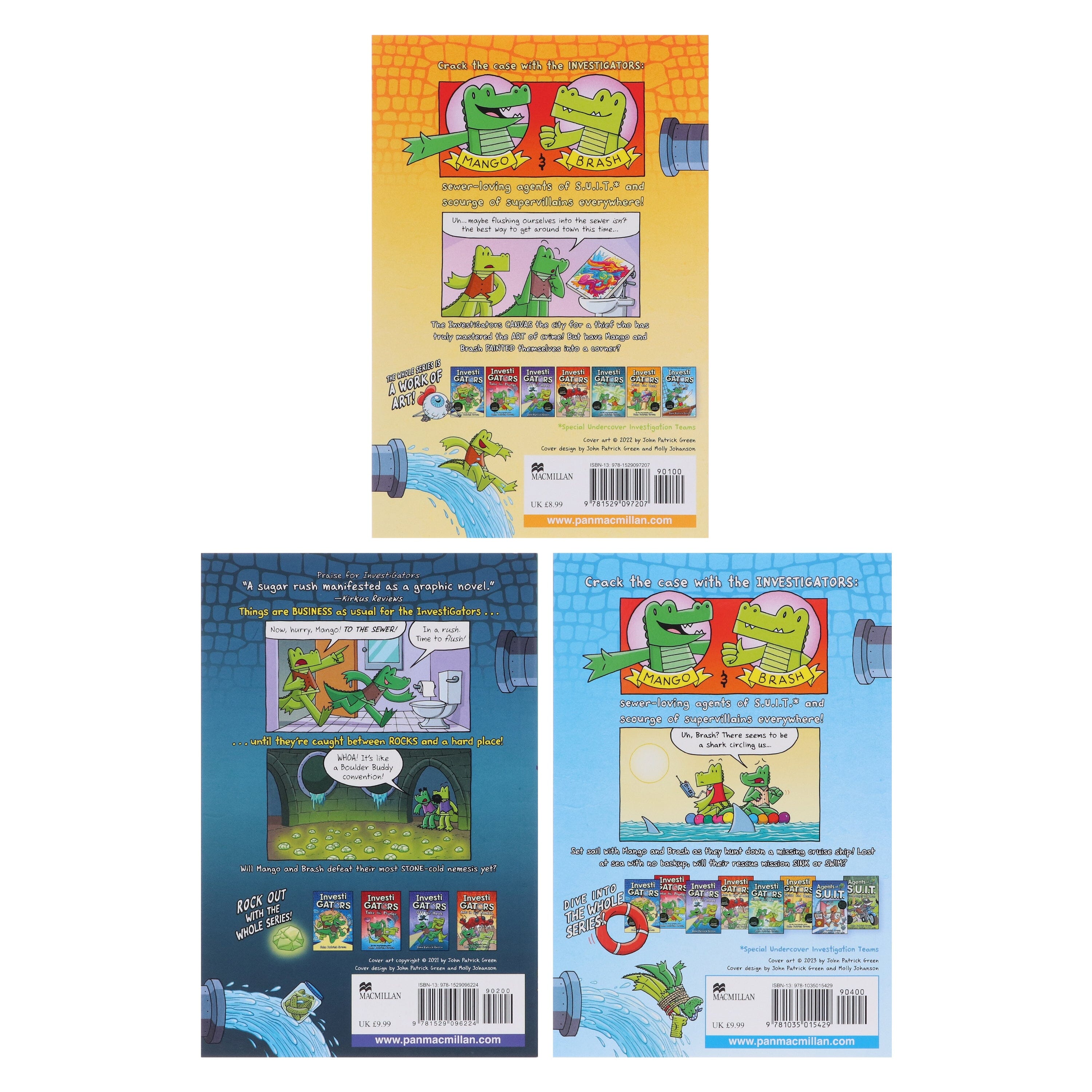 InvestiGators Series (Book 5-7) By John Patrick Green: illustrated 3 Books Collection Set - Ages 7-9 - Paperback Graphic Novels Pan Macmillan