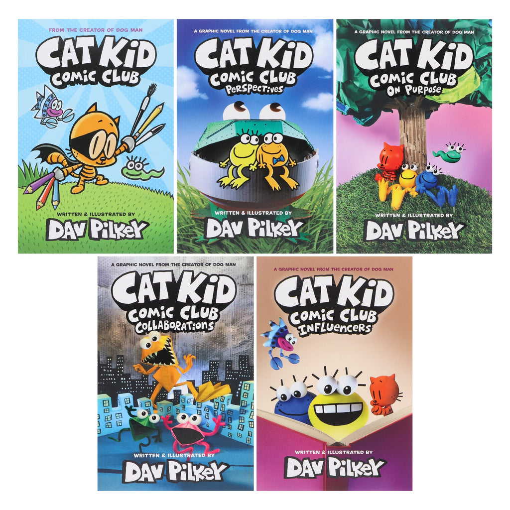Cat Kid Comic Club By Dav Pilkey: illustrated 5 Books Collection Set - Ages 6-12 - Paperback Graphic Novels Scholastic
