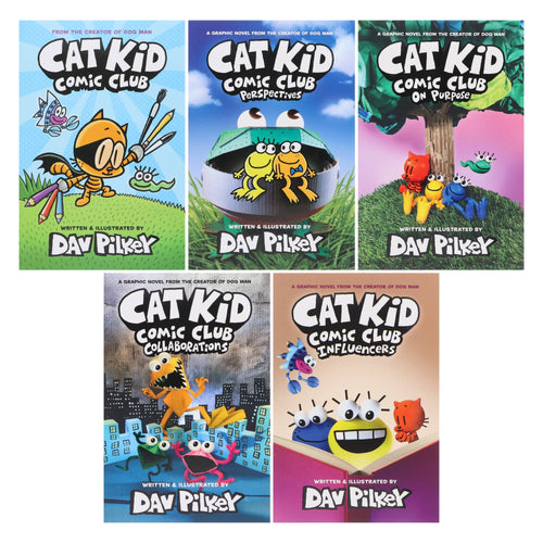 Cat Kid Comic Club By Dav Pilkey: illustrated 5 Books Collection Set - Ages 6-12 - Paperback Graphic Novels Scholastic