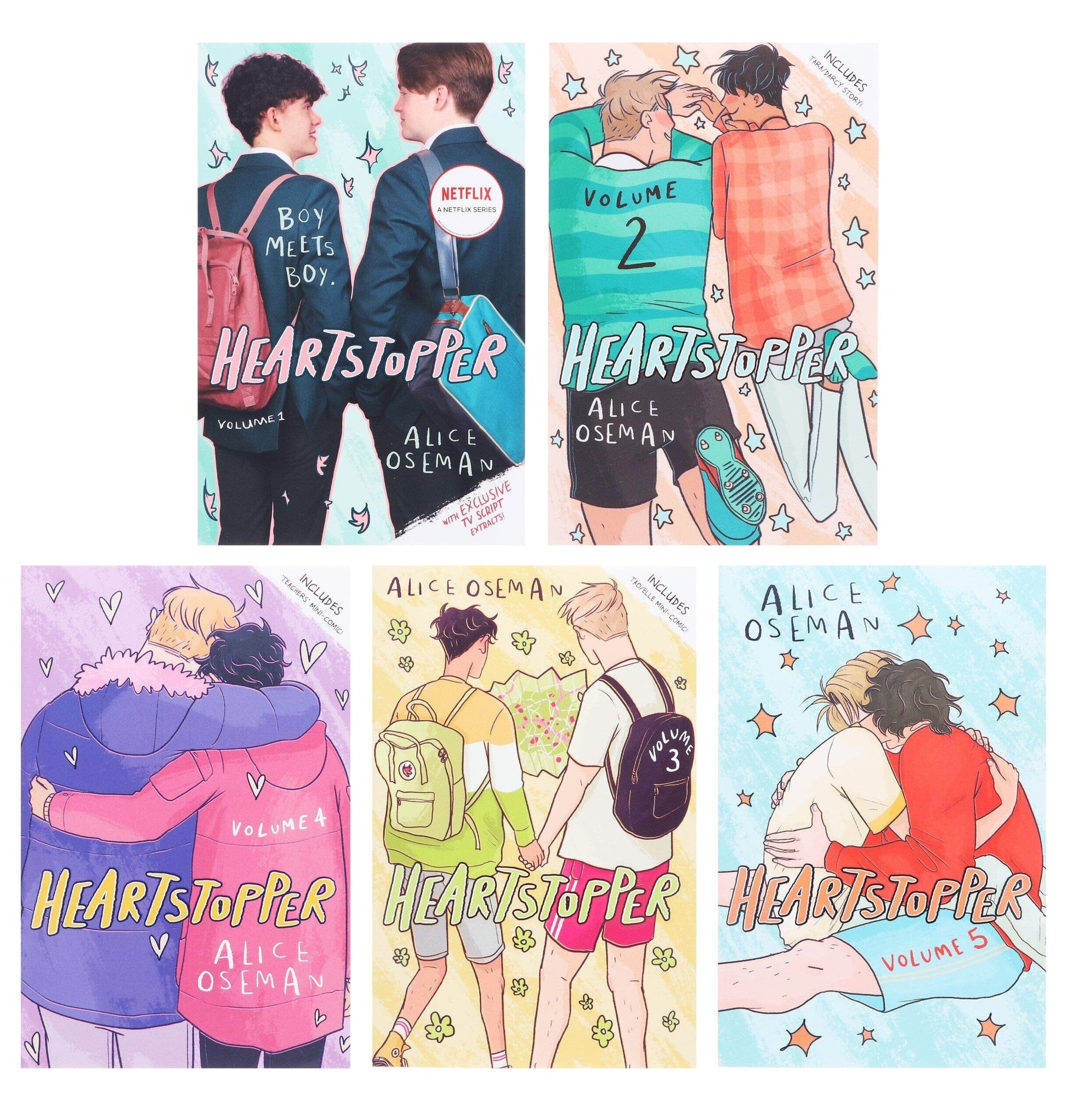 Heartstopper by Alice Oseman: Volumes 1-5 Collection Set - Ages 13+ - Paperback Graphic Novels Hodder Children’s Books