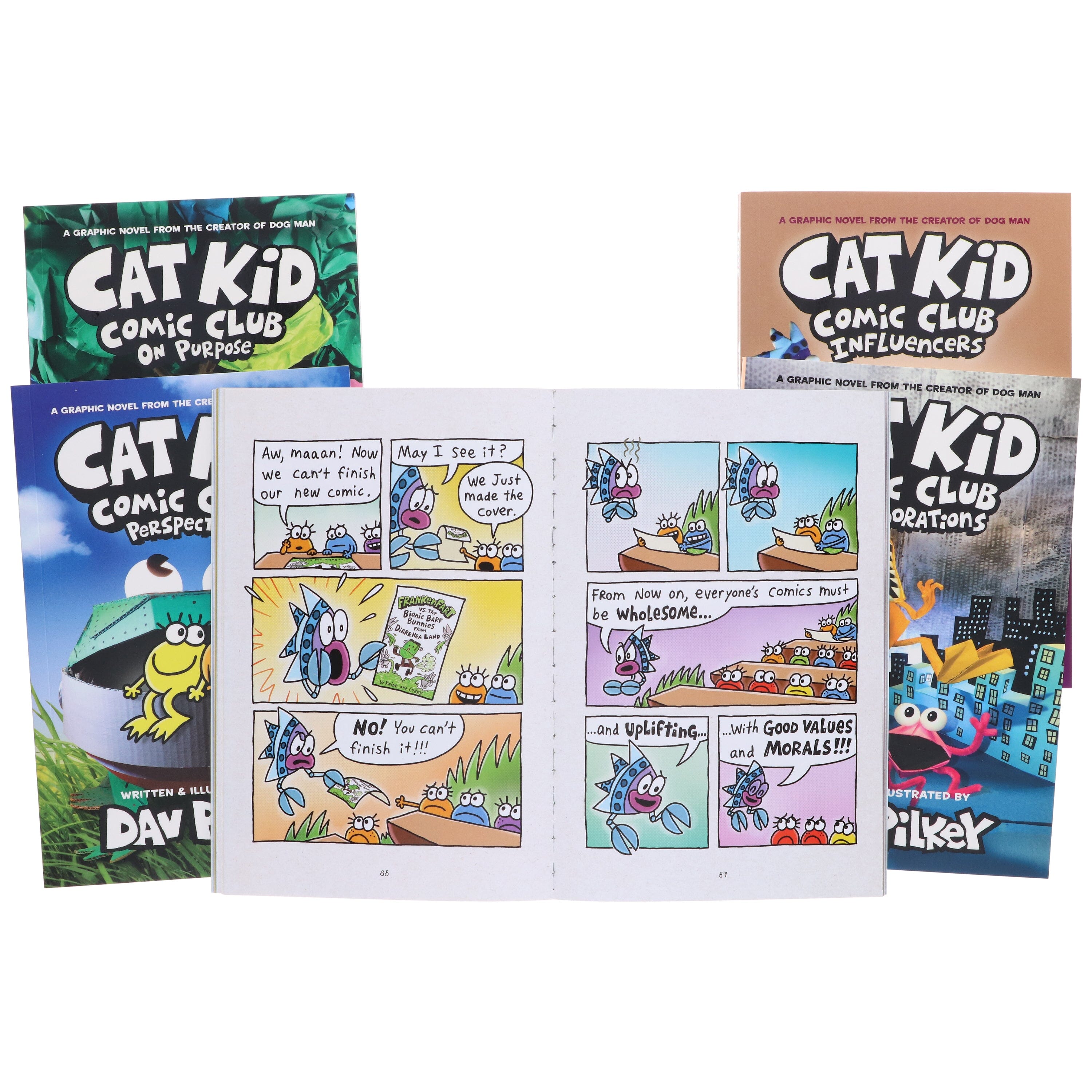 Cat Kid Comic Club By Dav Pilkey: illustrated 5 Books Collection Set - Ages 6-12 - Paperback Graphic Novels Scholastic